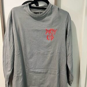 Dirty Kid Gray Long Sleeve Shirt with Red Logo